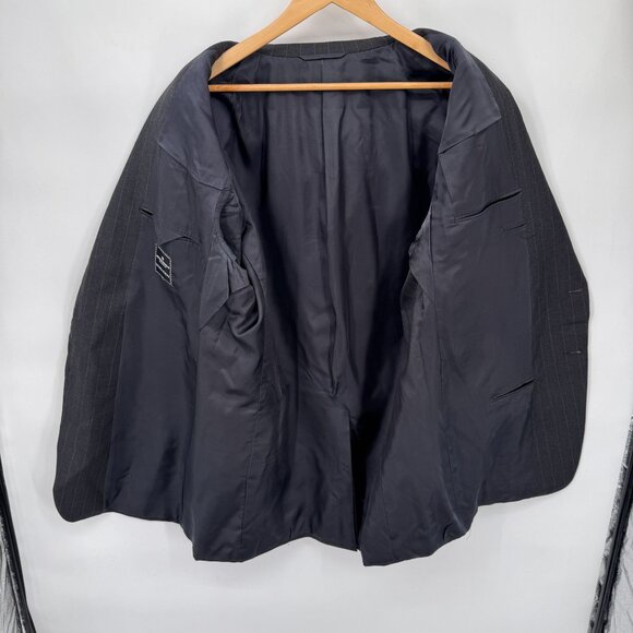 Hickey Freeman Boardroom Blazer Jacket Mens 48 Long Black Gray Pinstripe Wool - Picture 8 of 10